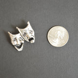 Comedy Tragedy Masks Silver Pewter Hat or Jacket Pin P-48