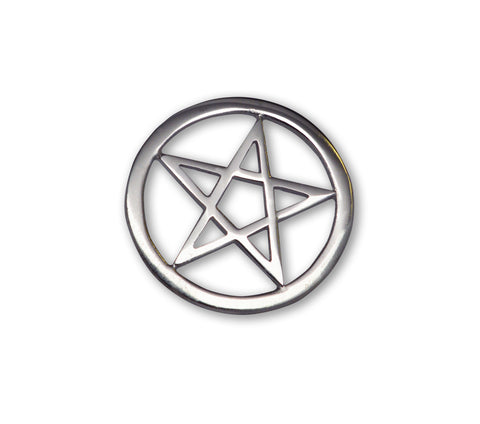 Gothic Pentacle Jacket or Hat Pin Polished Silver Finish Pewter P-62