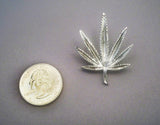 Marijuana Pot Leaf Silver Pewter Jacket or Hat Pin Large P-72S