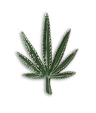 Marijuana Pot Leaf Green Enamel on Silver Pewter Jacket or Hat Pin Large P-72